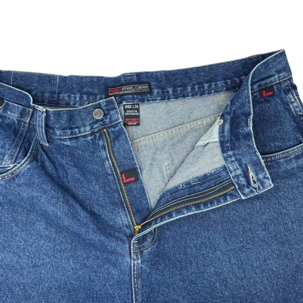 FUBU Carpenter Jeans Mens Blue Cotton Vintage 90s Y2K Baggy Hip Hop W40 L34